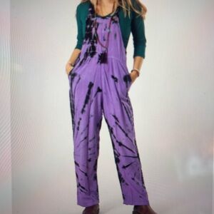 Purple Tie-Dye Relaxed Jumpsuit